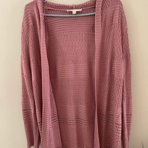 Long sweater cardigan with hood